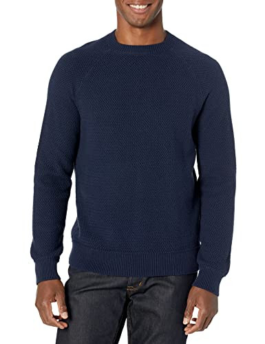 Amazon Essentials Men's Oversized-Fit Textured Cotton Crewneck Sweater, Navy, X-Large | Amazon (US)