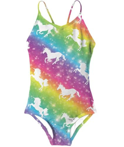 Little Kid Girls Rainbow Swimsuit Summer Surfing Halter Bathing Suit Quick Dry Casual Sports Swimwear for Swimming 7-8 Years | Amazon (US)