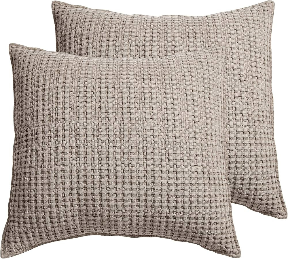 Levtex Home - Mills Waffle - Euro Sham (Set of Two) - Taupe - Sham Size (26x26in.), No Insert | Amazon (US)