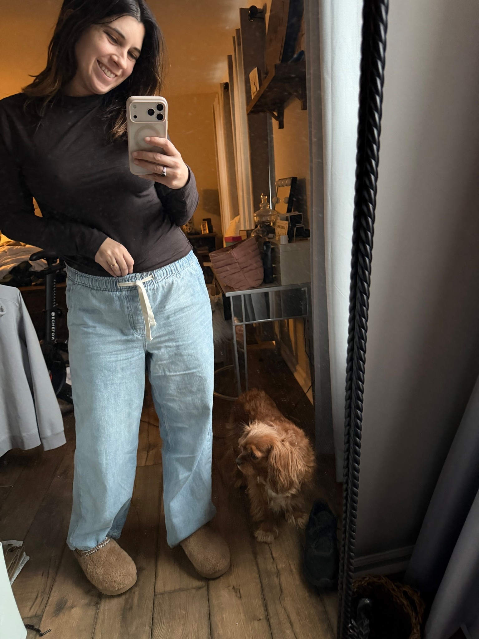 outfit is all gap! Sweatpants jeans and this lightweight cotton sweater and my new UGG slippers. pants and top both run true to size. slippers run a little small.

#LTKSaleAlert #LTKootd #LTKMidsize