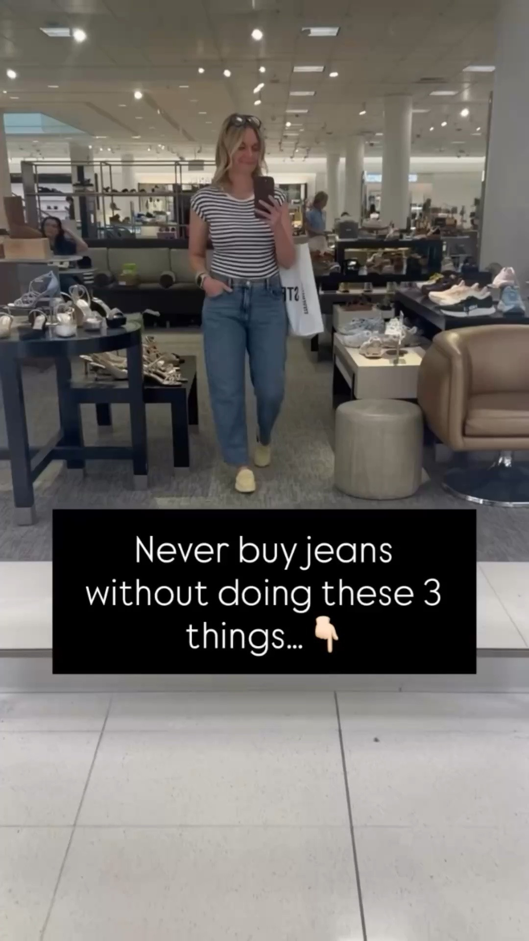 Shopping for jeans can feel like searching for a needle in a haystack 🧵—but it doesn’t have to! 

Here are the 3 things I always tell my clients before they start their search: 
1️⃣ Know your rise: High-rise? Mid-rise? Find the one that flatters your proportions. 
2️⃣ Focus on the fit at the waist and hips: A tailor can handle the rest, but these areas need to feel comfortable and supportive. 
3️⃣ Check the stretch: A good denim blend should have enough stretch to move with you but enough structure to hold its shape. 

Once you follow these, you’ll be well on your way to finding jeans that feel like they were made just for you! 💙 
Ready to ditch the guesswork? Let’s chat about personal shopping and styling services to make denim shopping effortless. 

#NeverBuyJeansWithoutDoingThis #DenimStyleMadeEasy #StyleConfidence #PersonalStyling #NashvilleStyle NashvilleStylist PersonalStylist