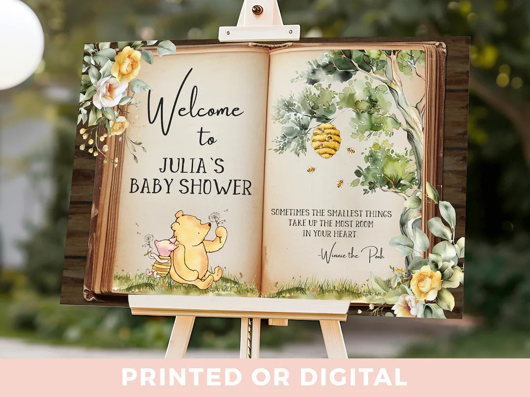 Winnie-the-pooh Baby Shower Welcome Sign Winnie the Pooh Welcome Sign Baby Shower Decorations - P... | Etsy (US)