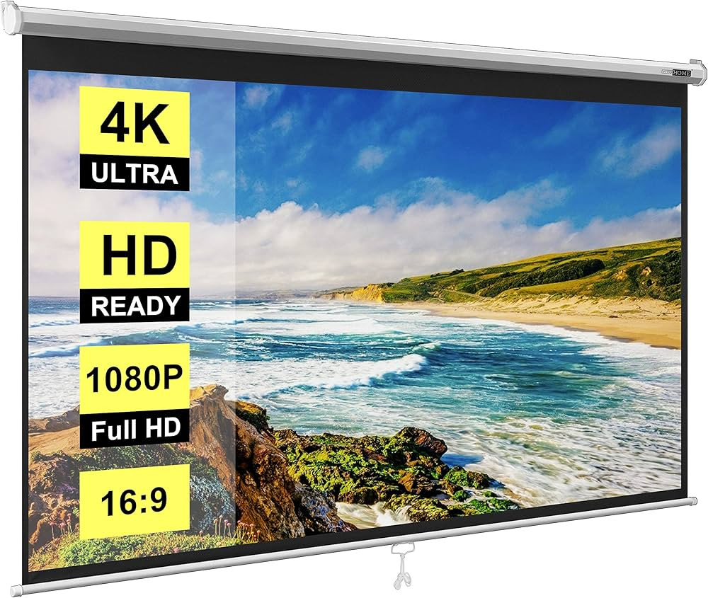 VIVOHOME 80 Inch Manual Pull Down Projector Screen, 16:9 HD Retractable Widescreen Matte for Movi... | Amazon (US)