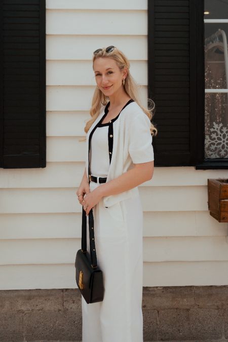 Chic monochromatic white and black spring outfit of the day 🤍 Use "Amanda10" for 10% off your Goelia order! 

#LTKworkwear #LTKSeasonal #LTKstyletip