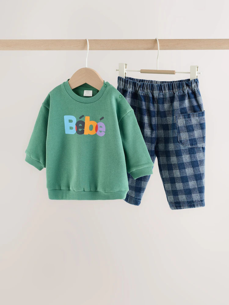 Green Slogan Baby Set Sweat Top and Trousers (0mths-2yrs) | Next US