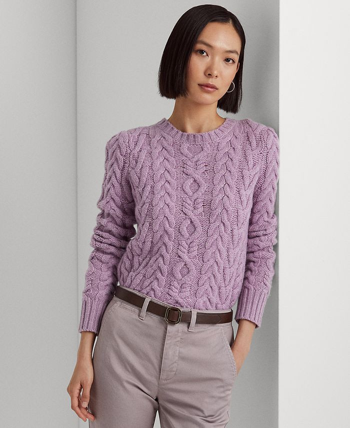 Lauren Ralph Lauren Aran-Knit Wool-Cashmere Sweater & Reviews - Sweaters - Women - Macy's | Macys (US)