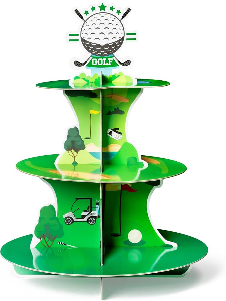 Golf Cupcake Stand 3 Tiers Golf Themed Cake Stand Cardboard Dessert Tower Birthday Party Decorati... | Amazon (US)