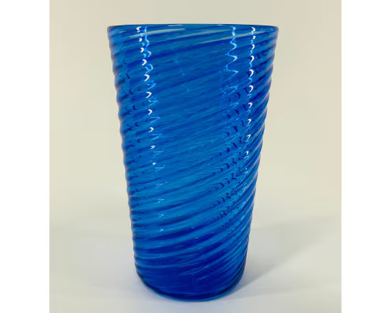 Hand Blown Glass: Blue Optic Twist Pint Glass | Etsy (US)