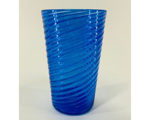 Hand Blown Glass: Blue Optic Twist Pint Glass | Etsy (US)