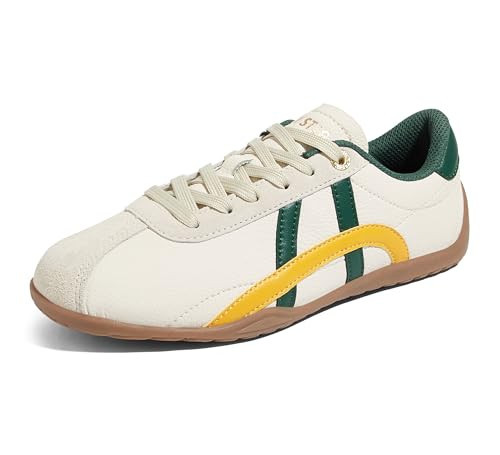 LUCKY STEP Women's Casual Walking Shoes Thin Sole,Beige/Green,8.5 | Amazon (US)