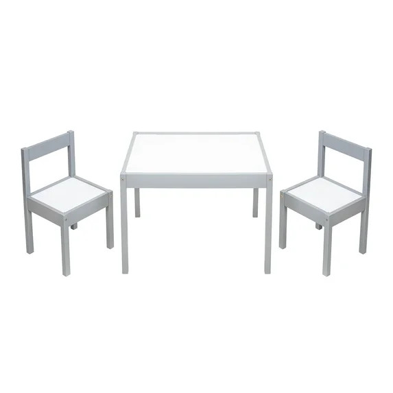 Mainstays Kids 3-Piece Kids Table and Chair Set, Gray | Walmart (US)