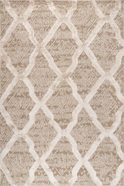 Beige Stephanie Textured Trellis Area Rug | Rugs USA