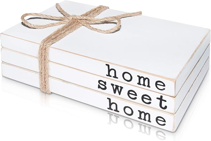 Wooden Decorative Books for Coffee Table - Stack of 3 Faux Books for Decoration, 8’’x 5’’... | Amazon (US)
