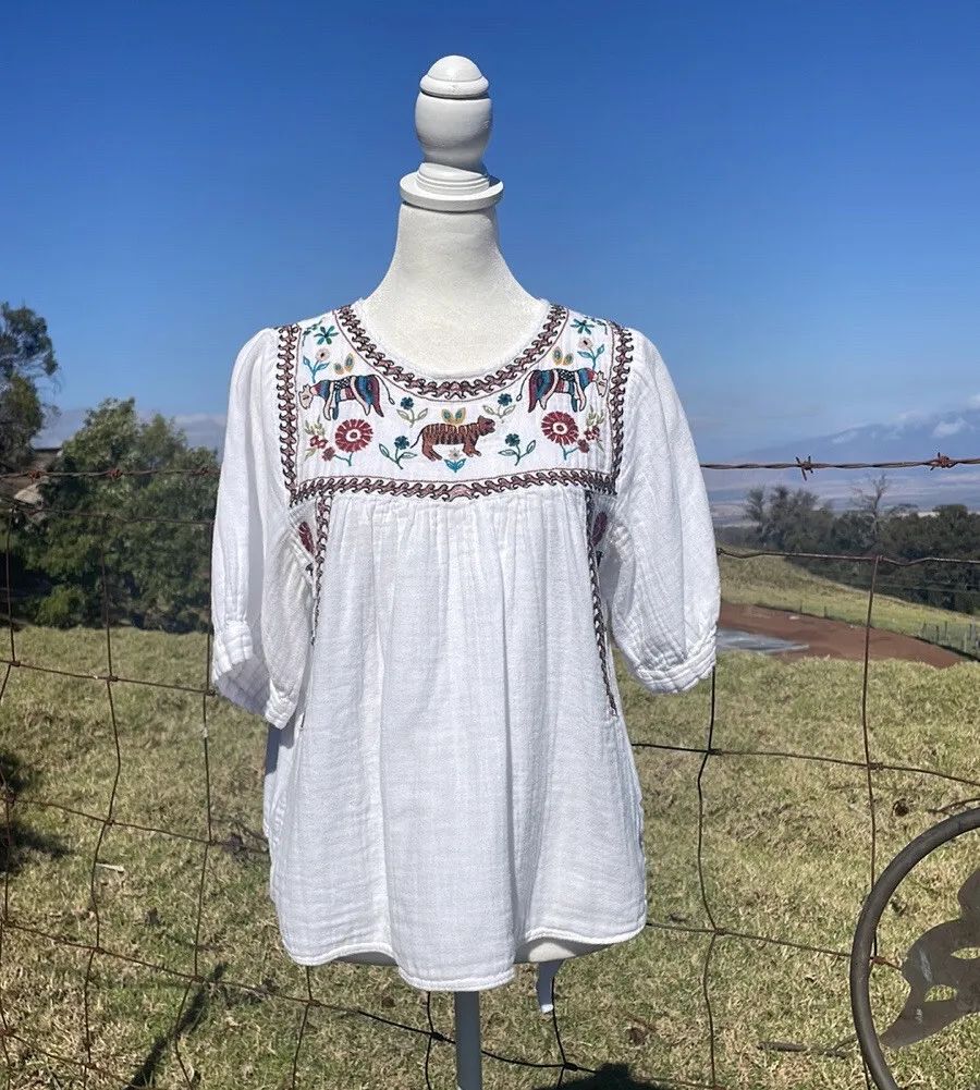Zara bohemian Peasant Mexican Embroidered Top  Smal  | eBay | eBay US