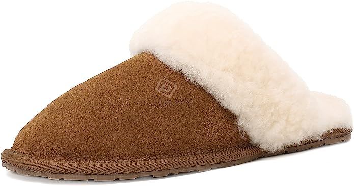 DREAM PAIRS Women's Sheepskin Slip On House Slippers Indoor Outdoor Winter Shoes | Amazon (US)