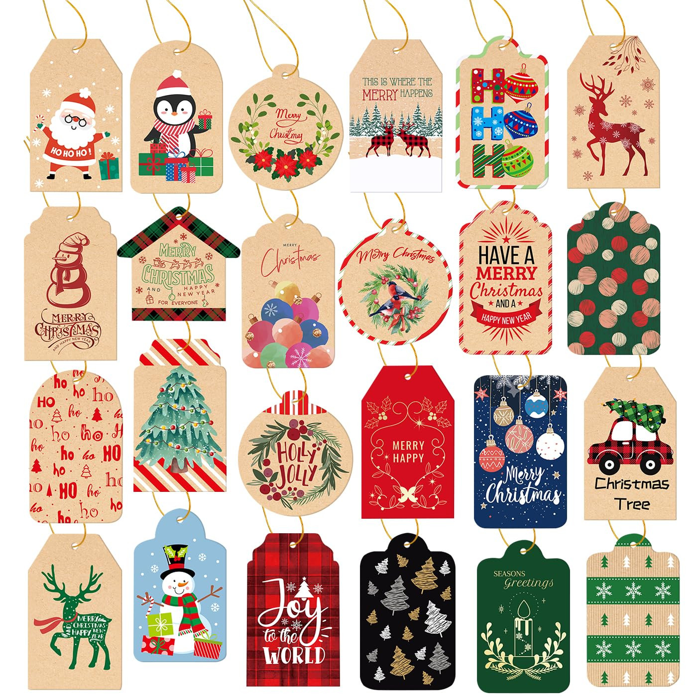 72pc 24Style Personalized Gift Tags for Christmas Presents with seasons-ready designs | Amazon (US)