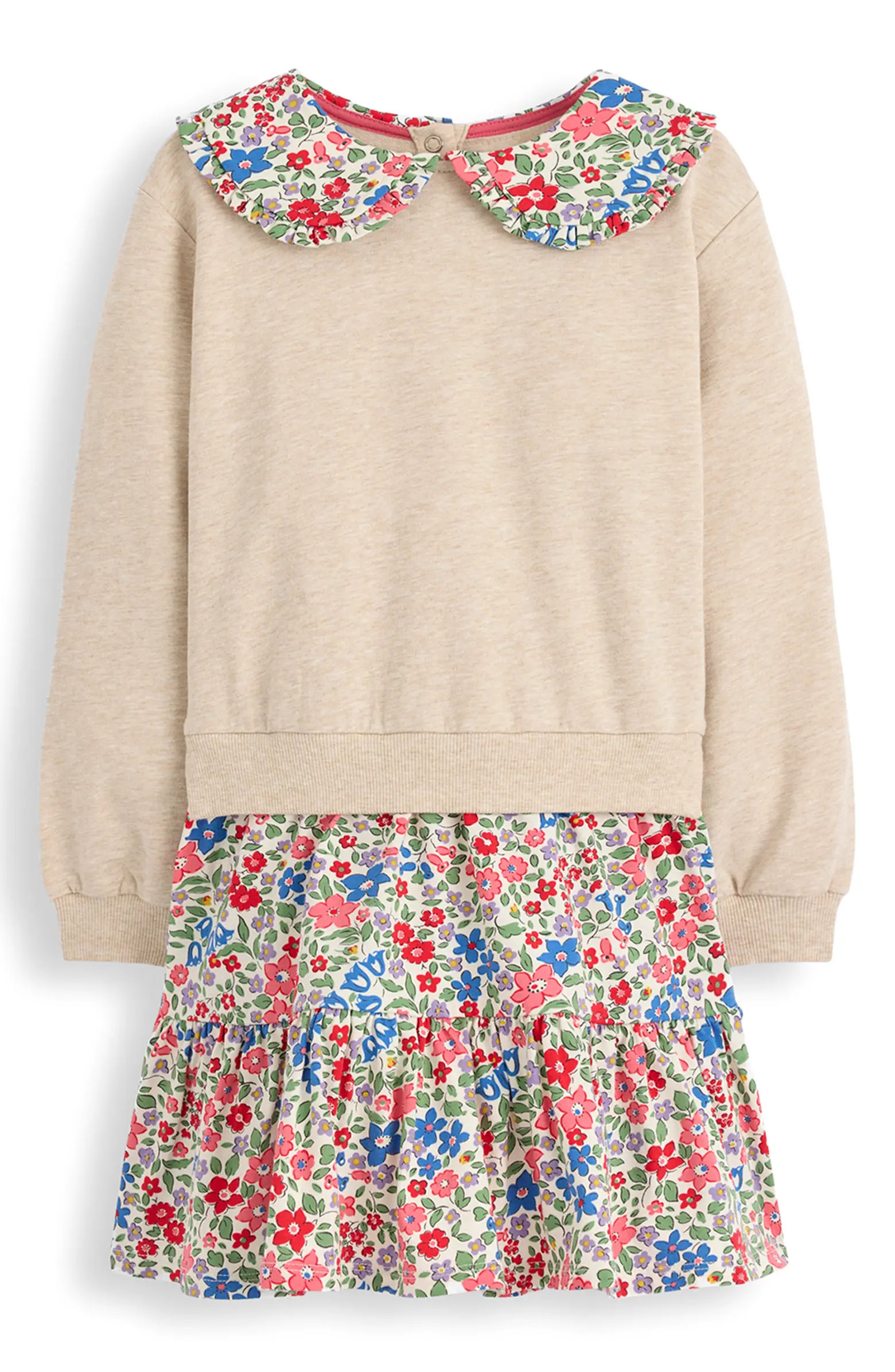 Mini Boden Kids' Two-in-One Floral Cotton Sweatshirt Dress | Nordstrom | Nordstrom