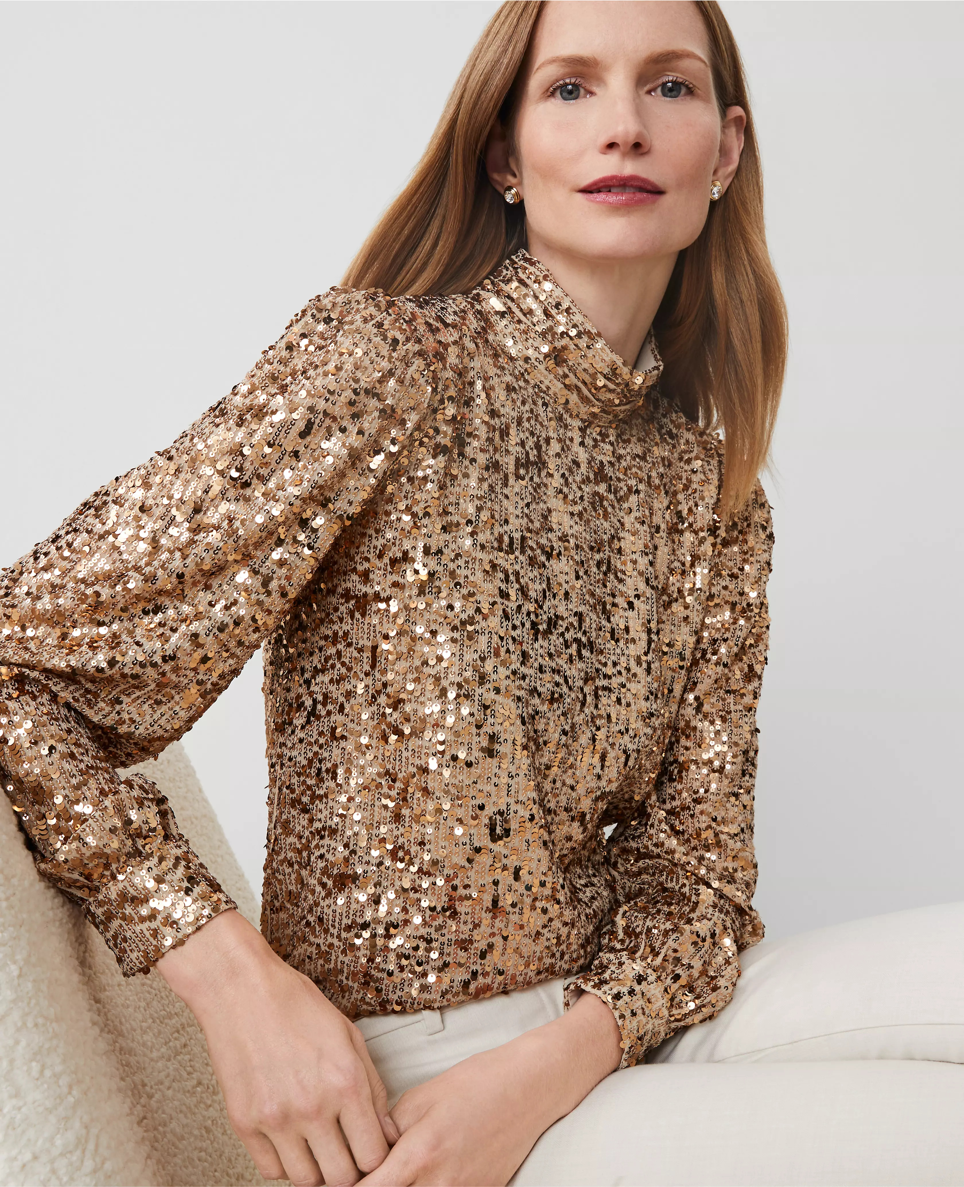 Sequin Mock Neck Top | Ann Taylor (US)