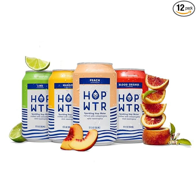 HOP WTR Sparkling Hop Water, Variety Pack 12 Pack, Sugar Free, Low Carb Non Alcoholic Drinks, NA ... | Amazon (US)