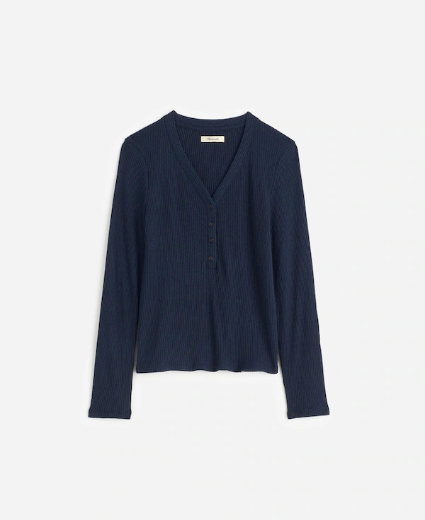 Brushed Long-Sleeve Henley Tee | Madewell | Madewell
