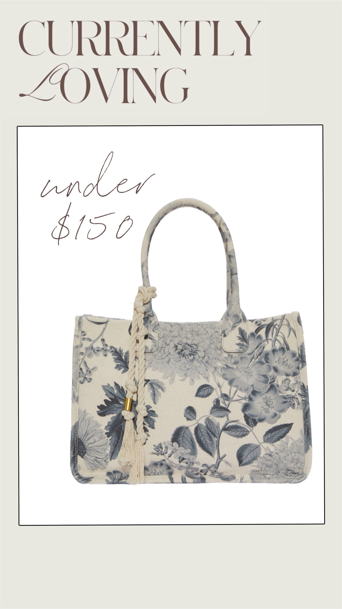 Beautiful Blue Floral Tote under $200 

#LTKitbag #LTKstyletip