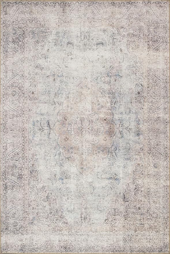 Loloi II Loren Collection LQ-04 Silver / Slate, Traditional 7'-6" x 9'-6" Area Rug | Amazon (US)