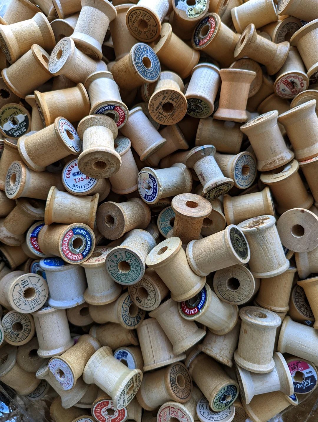 Lot of 12 Vintage Empty Wood Wooden Thread Spools Small 1 - Etsy | Etsy (US)