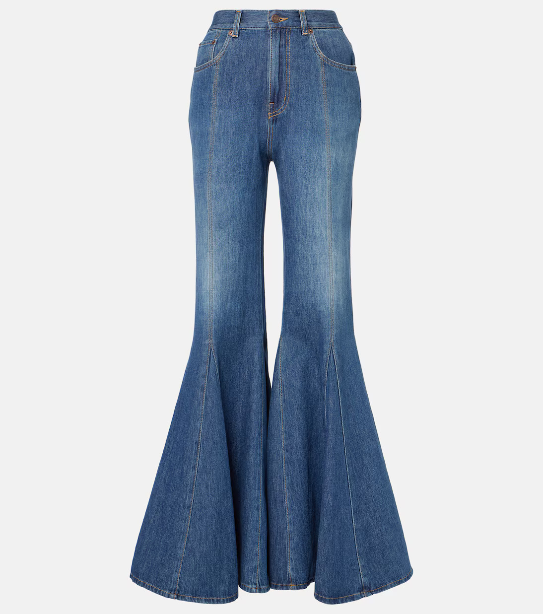 Leather-trimmed flared jeans | Mytheresa (US/CA)