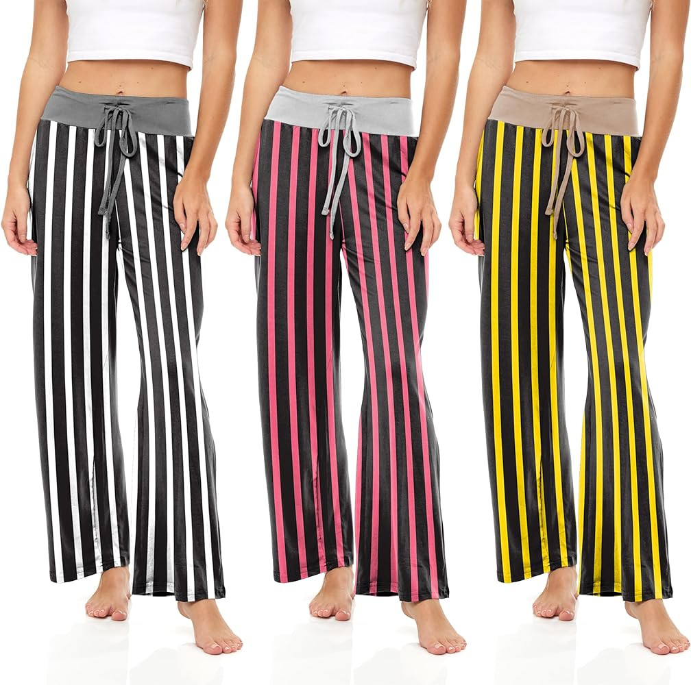 Sexy Basics Womens Lounge Pants | Wide Leg Hi Waisted - Ultra Soft Drawstring PJ Bottoms | Multi ... | Amazon (US)