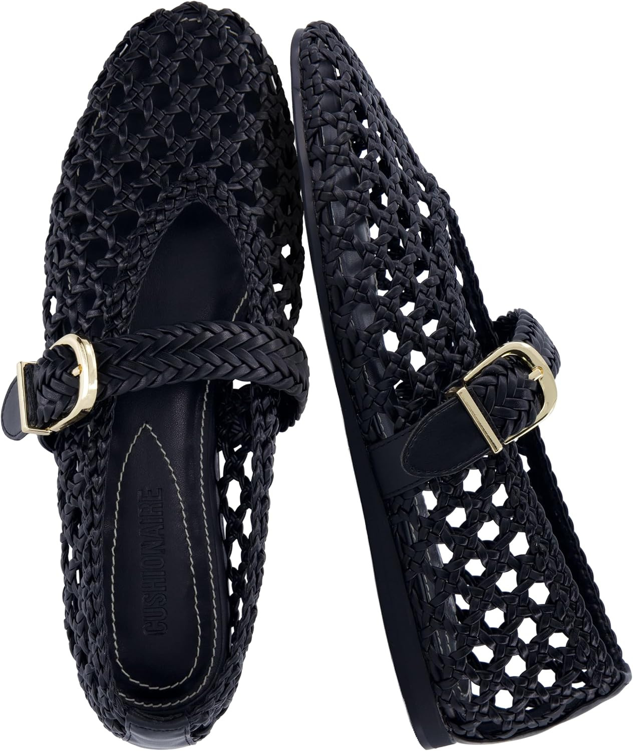 CUSHIONAIRE Wit Hand Woven Womens Flats, Comfortable Mary Jane Ballet Flat with Adjustable Buckle Braided Strap and Cushioned Memory Foam | Amazon (US)