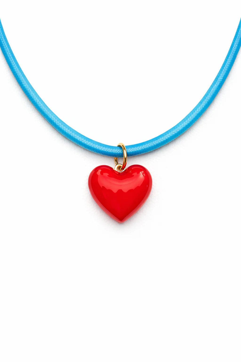Aqua Cord Heart Necklace Hot PInk Heart | Lauren Amble Designs