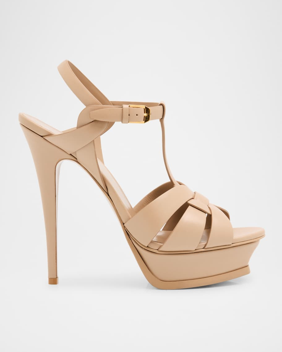 Tribute Leather T-Strap Platform Sandals | Neiman Marcus