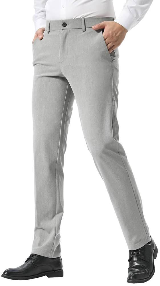 Plaid&Plain Men’s Slim Fit Dress Pants Stretch Dress Pants | Amazon (US)