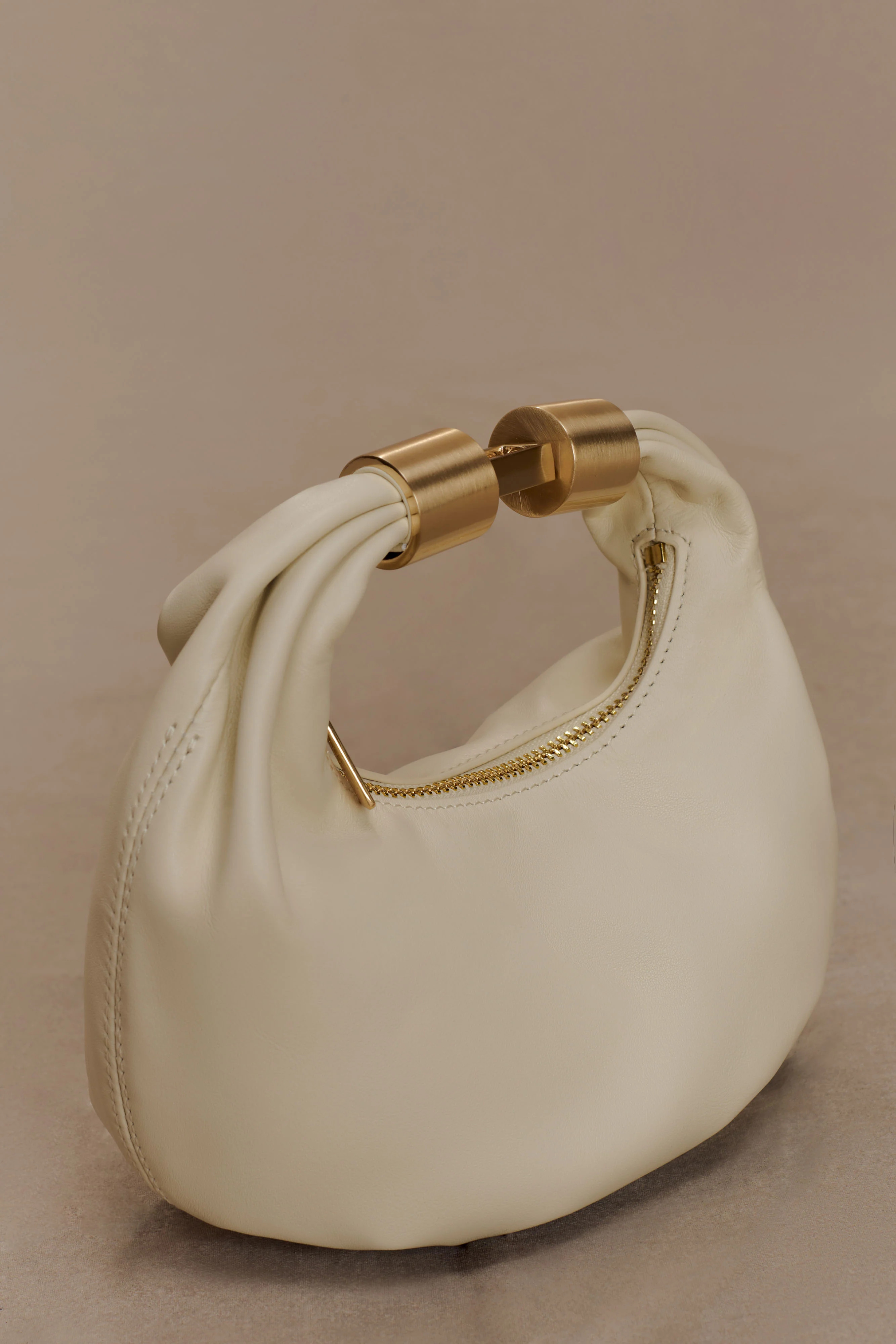 Bristol Mini Croissant Leather Bag - Ivory | Meshki (APAC)