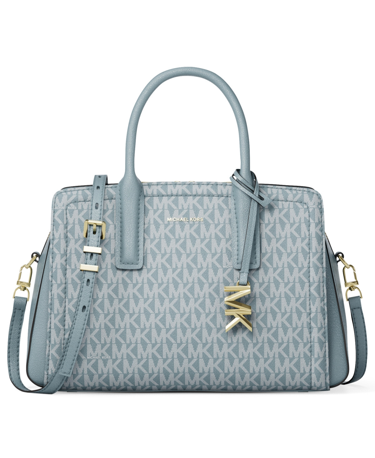 Michael Michael Kors Laila Small Signature Logo Satchel - Chambray/Gold | Macy's