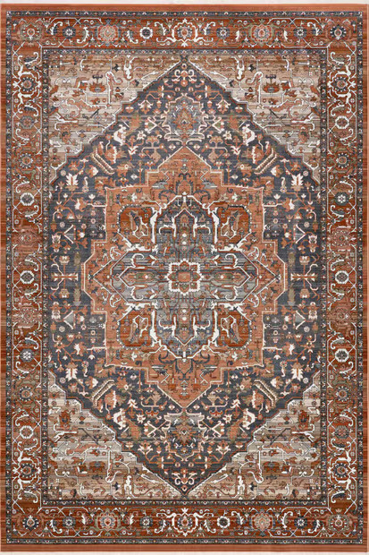 Red Rosette Medallion Fringed Area Rug | Rugs USA
