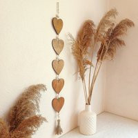 Wood Hearts, Country Farmhouse Cottage Decor, Vertical Wood Heart Garland, Rustic Wall Heart Hanging, Boho Nursery | Etsy (US)