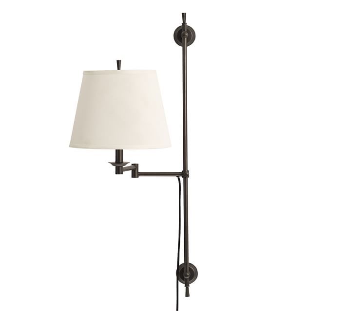 Elise Adjustable Linear Sconce With Ivory Linen Shade | Pottery Barn (US)