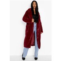 Womens Tall Longline Faux Fur Coat - Red - 12, Red | Boohoo.com (UK & IE)