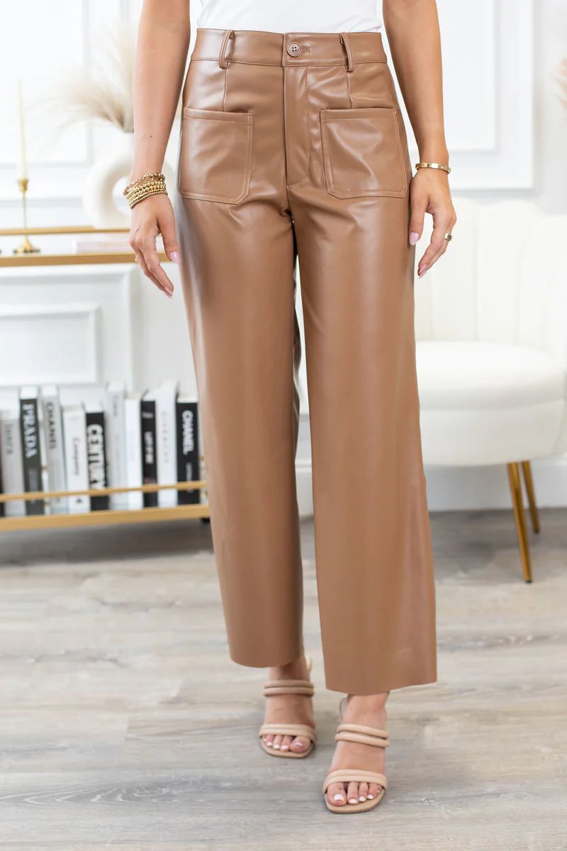 Brown Leather Pants - Women's Vegan Leather Pants | Avara