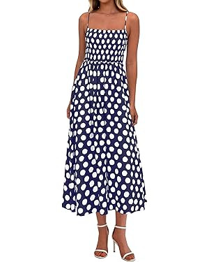 PRETTYGARDEN Women 2026 Summer Sleeveless Dress Spaghetti Straps Smocked Casual Polka Dot Flowy B... | Amazon (CA)