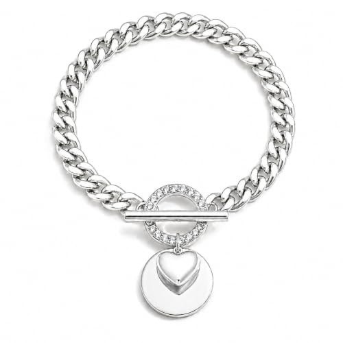 Mchic Silver Heart Charm Bracelet for Women, Silver Plated Cuban Link Chunky Bracelet with Pave Toggle Clasp, Hypoallergenic Non Tarnish Statement Jewelry | Amazon (US)