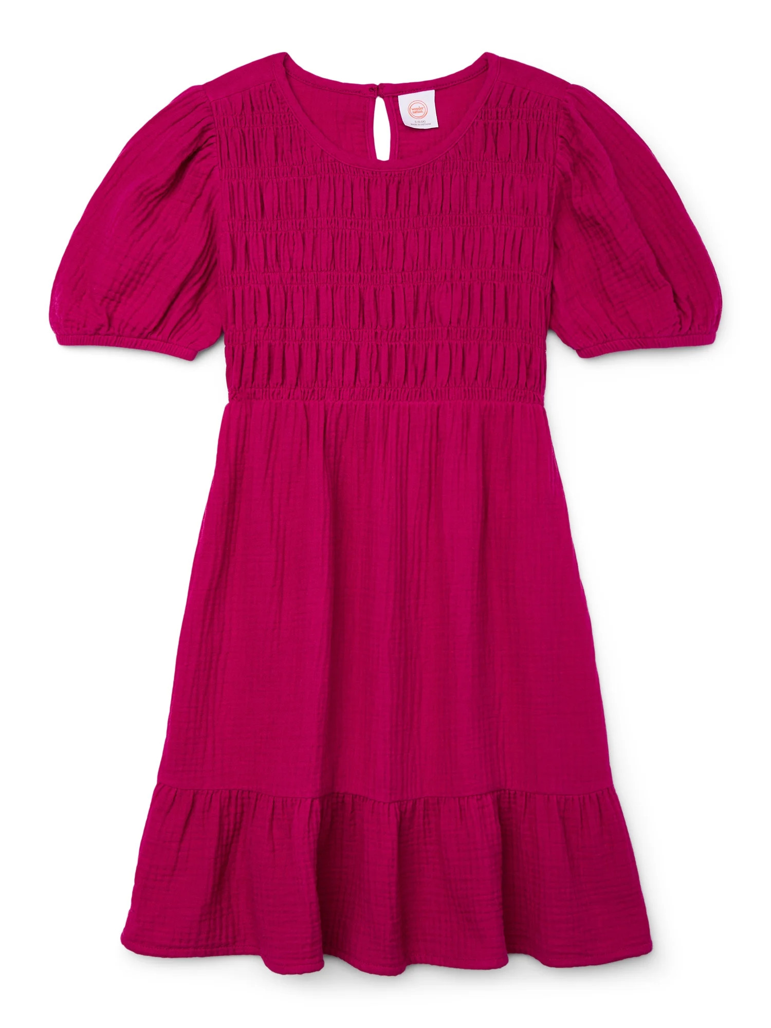 Wonder Nation Girls Double Smocked Dress, Sizes 4-18 & Plus | Walmart (US)
