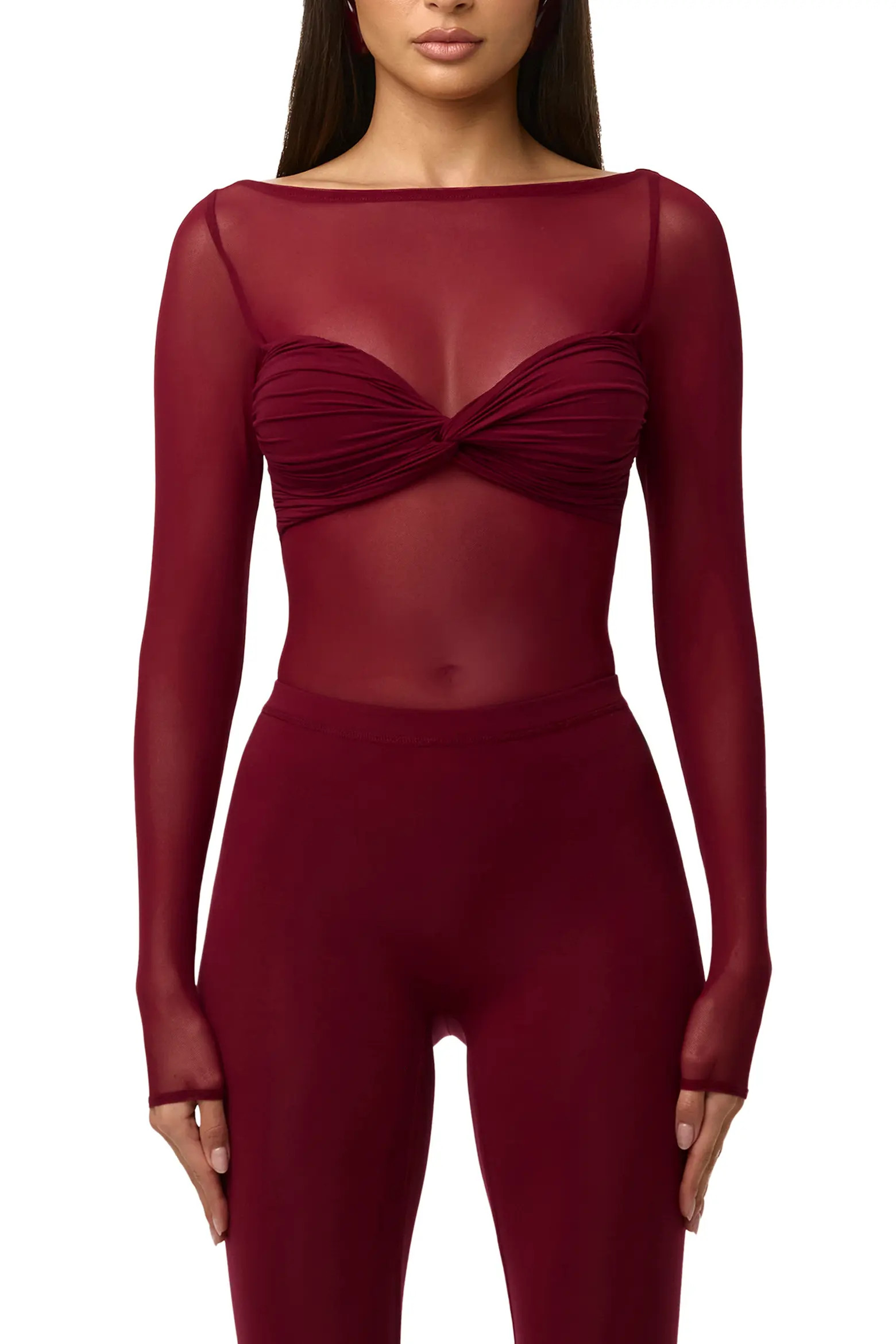 Naked Wardrobe Long Sleeve Mesh Bodysuit (Women) | Nordstrom | Nordstrom