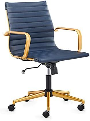 CAROCC Gold Office Chair with Lumbar Support Blue and Gold Desk Chair Blue and Gold Office Chair mid | Amazon (US)
