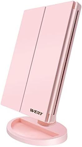 WEILY Makeup Mirror with 21 LED Lights,Two Power Supply, Touch Screen and 1x/2x/3x Magnification ... | Amazon (US)