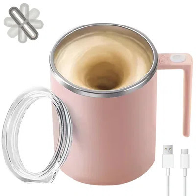 Self Stirring Coffee Mug,Suitable For Coffee, Milk, Cocoa And Other Beverages (Pink, 12 Ounces) | Wayfair North America