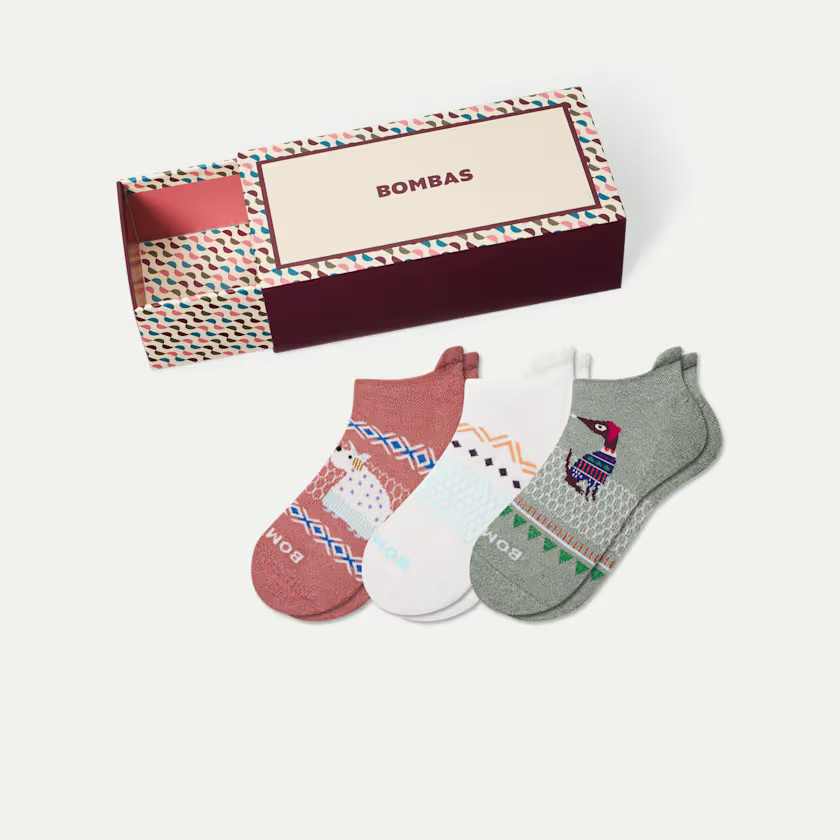 Women's Holiday Ankle Sock 3-Pack Gift Box | Bombas