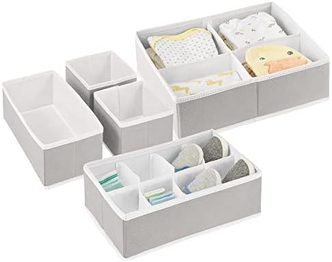 mDesign Soft Fabric Dresser Drawer and Closet Storage Organizer Set for Child/Baby Room or Nursery - | Amazon (US)