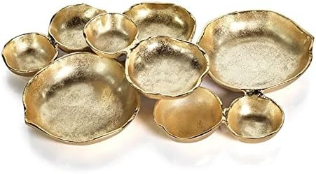 Zodax Cluster of 9 Round Serving Antique Gold Finish, Aluminum Base 19" x 12" x 2.5" | Amazon (US)